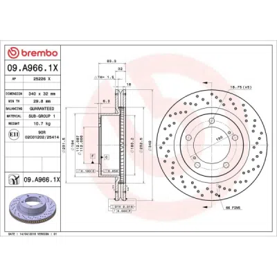 Disc frana BREMBO 09.A966.1X