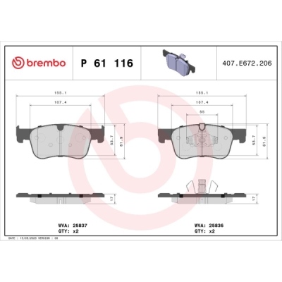 Set placute frana BREMBO P 61 116