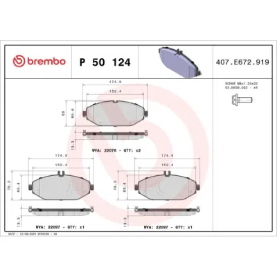 Set placute frana BREMBO P 50 124
