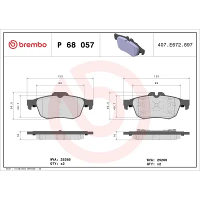 Set placute frana BREMBO P 68 057