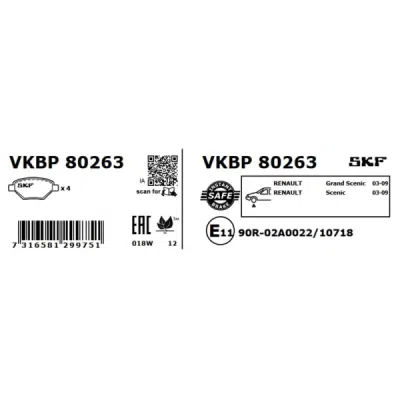 Set placute frana SKF VKBP 80263