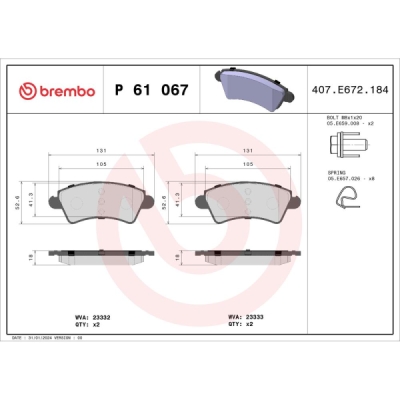 Set placute frana BREMBO P 61 067