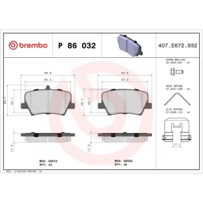 Set placute frana BREMBO P 86 032