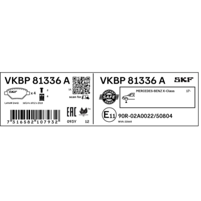 Set placute frana SKF VKBP 81336 A