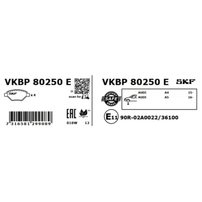 Set placute frana SKF VKBP 80250 E