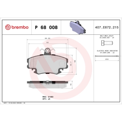 Set placute frana BREMBO P 68 008