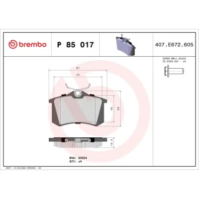 Set placute frana BREMBO P 85 017