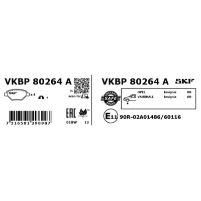 Set placute frana SKF VKBP 80264 A