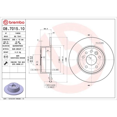 Disc frana BREMBO 08.7015.10