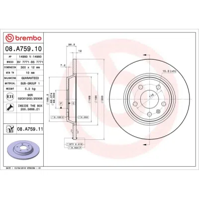 Disc frana BREMBO 08.A759.11