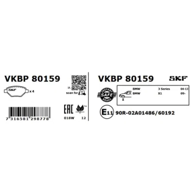 Set placute frana SKF VKBP 80159