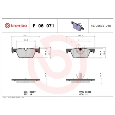 Set placute frana BREMBO P 06 071