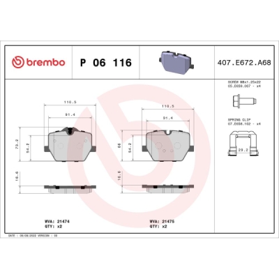 Set placute frana BREMBO P 06 116