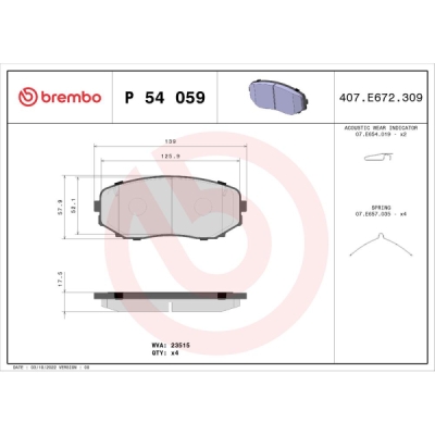 Set placute frana BREMBO P 54 059