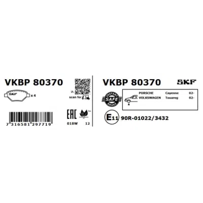 Set placute frana SKF VKBP 80370