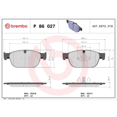 Set placute frana BREMBO P 86 027