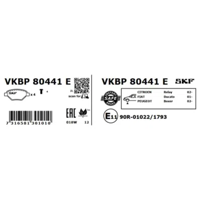 Set placute frana SKF VKBP 80441 E