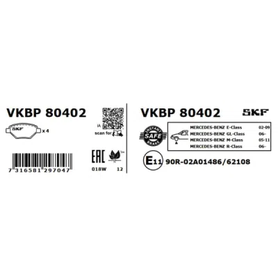 Set placute frana SKF VKBP 80402