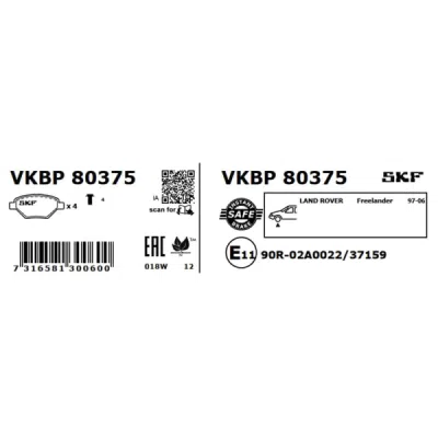 Set placute frana SKF VKBP 80375