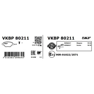 Set placute frana SKF VKBP 80211
