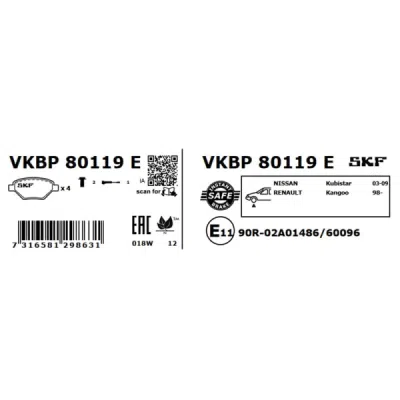 Set placute frana SKF VKBP 80119 E