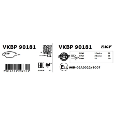 Set placute frana SKF VKBP 90181