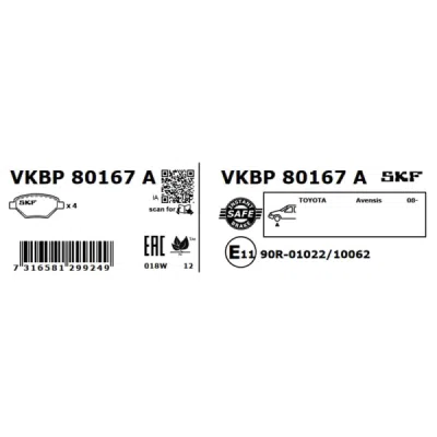 Set placute frana SKF VKBP 80167 A