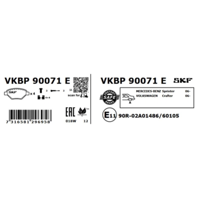 Set placute frana SKF VKBP 90071 E