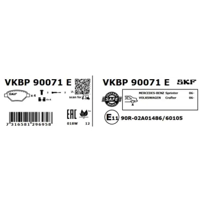 Set placute frana SKF VKBP 90071 E
