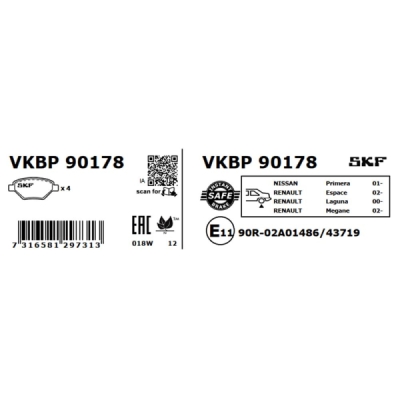 Set placute frana SKF VKBP 90178