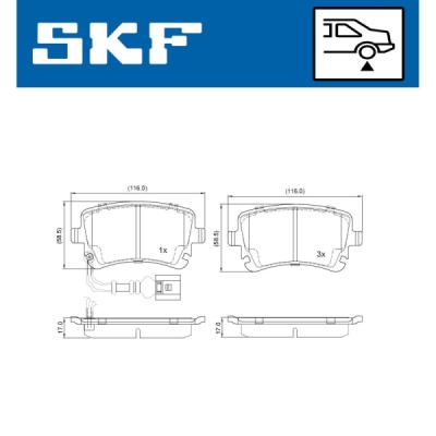 Set placute frana SKF VKBP 90066 E