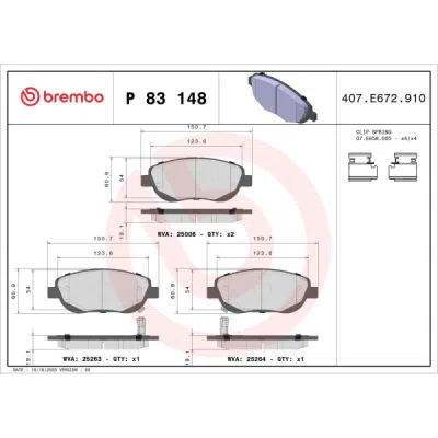 Set placute frana BREMBO P 83 148