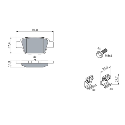 Set placute frana BOSCH 0 986 494 030