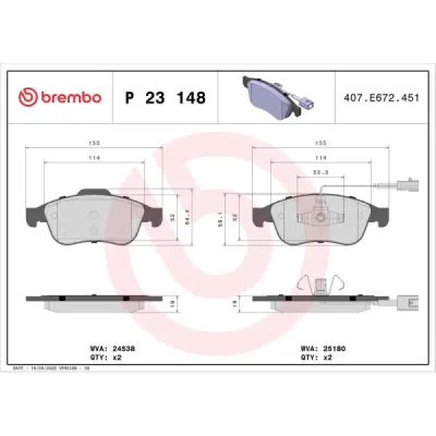 Set placute frana BREMBO P 23 148
