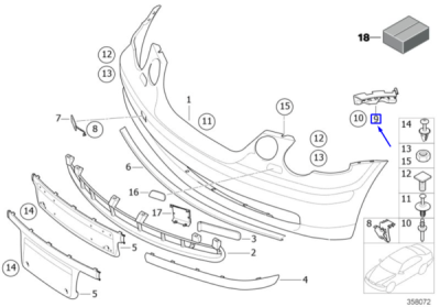 Suport dreapta bata fata [pe aripa] ORIGINAL BMW 51118252798