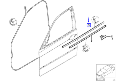 Perie geam usa fata dreapta [exterioara, Cromat] exterior ORIGINAL BMW 51338194712