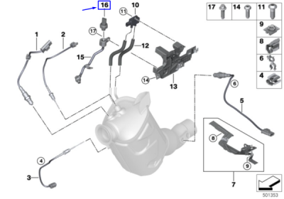 Senzor, presiune gaze evacuare ORIGINAL BMW BM13628570936