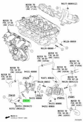 Garnitura, conducta supapa-AGR ORIGINAL TOYOTA 25634-37020