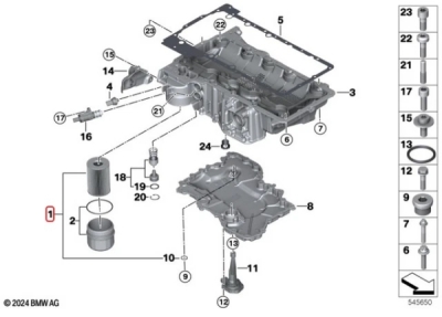 Filtru ulei ORIGINAL BMW 11425A33C43