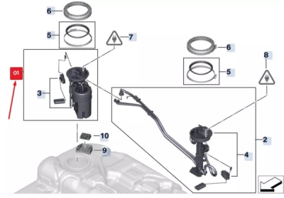 Modulul pompei de alimentare dreapta ORIGINAL BMW 16117212586