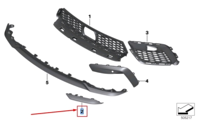 Ornament inferior grila bara fata stanga ORIGINAL BMW 51118074887