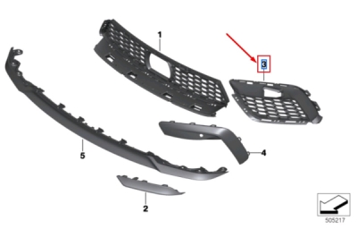 Grila bara fata stanga ORIGINAL BMW 51118070757