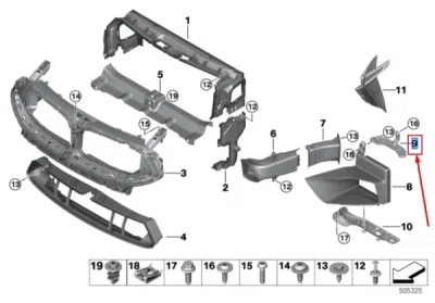 Suport radiator auxiliar dreapta superior ORIGINAL BMW 51647357220