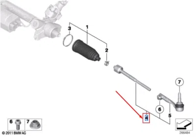 Bara de directie stanga [cu cap bara] ORIGINAL BMW 32108090617