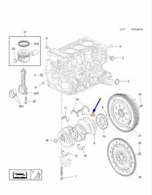 Cuzinet arbore cotit [superior, 2, 3 & 4, 2.249-2.254mm] ORIGINAL MOPAR 55490342