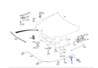 Cablu, capota motor ORIGINAL MERCEDES A2048800159