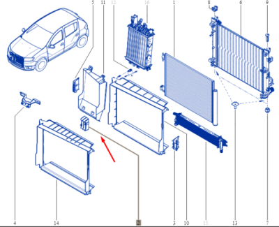 Deflector dreapta radiator ORIGINAL RENAULT 214981469R
