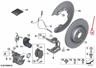 Disc frana axa spate dreapta ORIGINAL BMW 34118054828