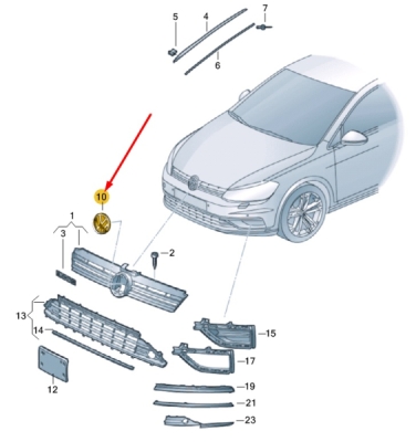 Emblema "VW" grila radiator ORIGINAL VW GROUP 3G0853601AJZA
