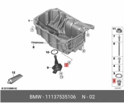 Surub de golire, baia de ulei ORIGINAL BMW 11137535106